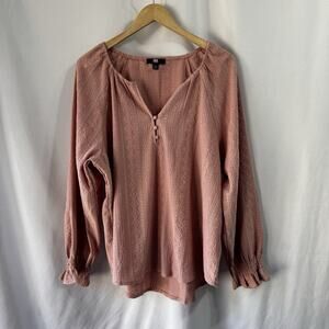 Frye Top Womens XL Light Pink Eyelet Stripe Western Festival Boho Peasant Flowy